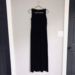 Black Maxi Dress, V-neck, Jersey, Empire, Chaps M